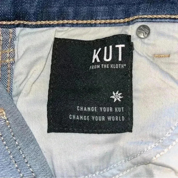 Kut Distressed Donna Fab Ab Ankle High Waist Stretch Zip Dark wash Jeans 4 - Picture 6 of 10